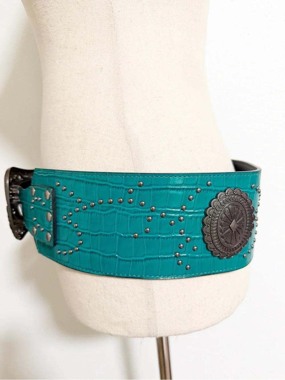 Lucky & Blessed Wide Turquoise Leather Concho Belt